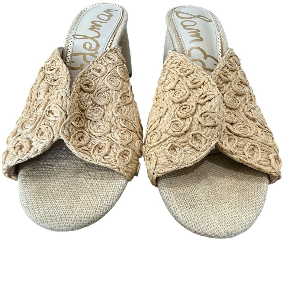 Sam Edelman Sareen Natural Woven Raffia Open-Toe Block Heeled Mule Sandals 7.5 - Picture 6 of 12
